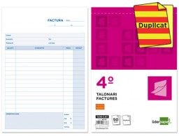 Talonario Liderpapel Facturas 4º natural 50 juegos duplicado con IVA texto en catalán